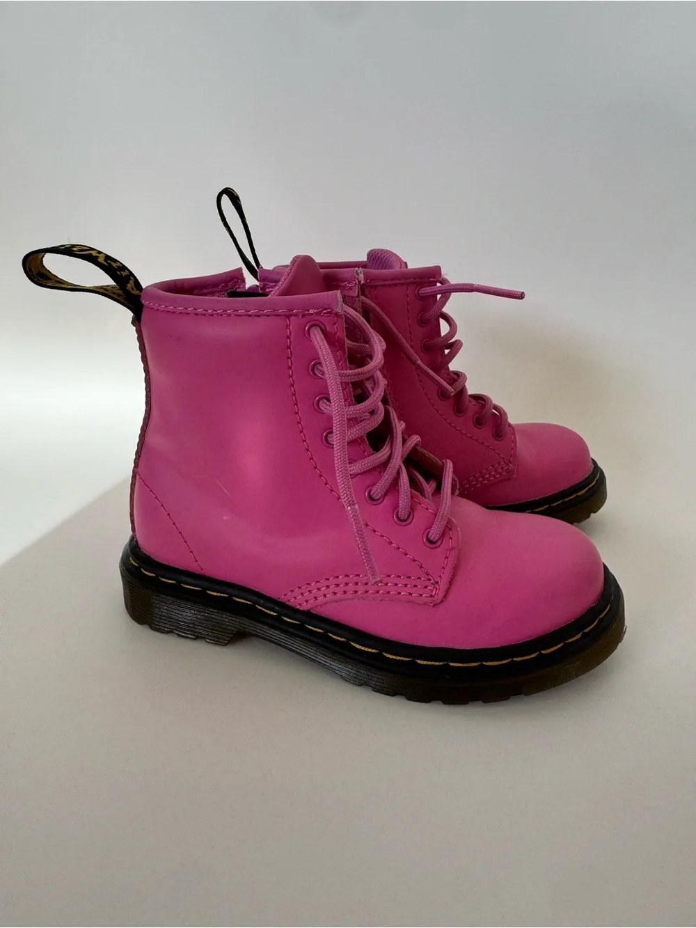 Dr. Martens Kids Hot Pink Lace-Up Combat Boots